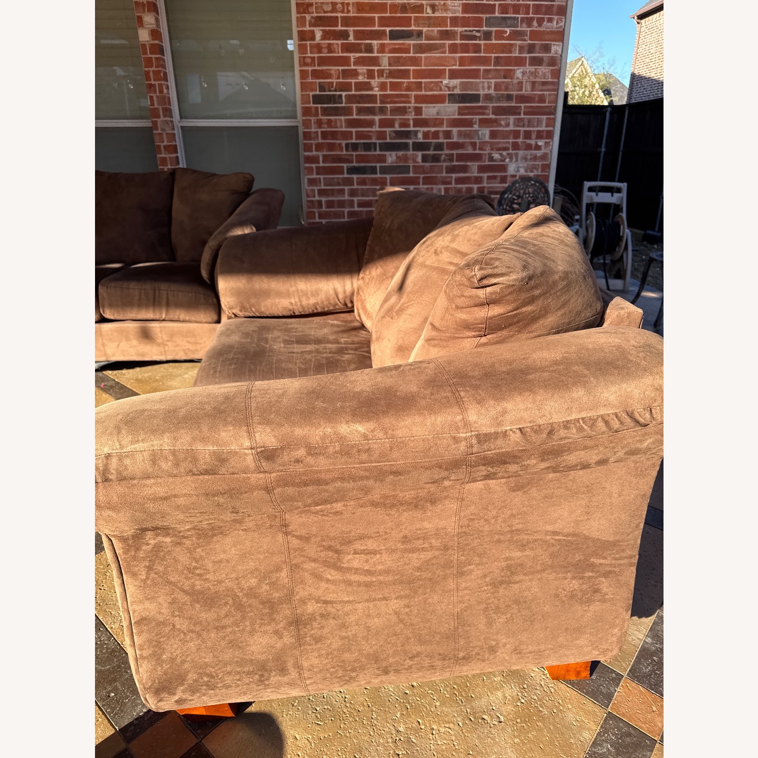 Dark Brown Fabric 3+ Seater Sofa - image-3