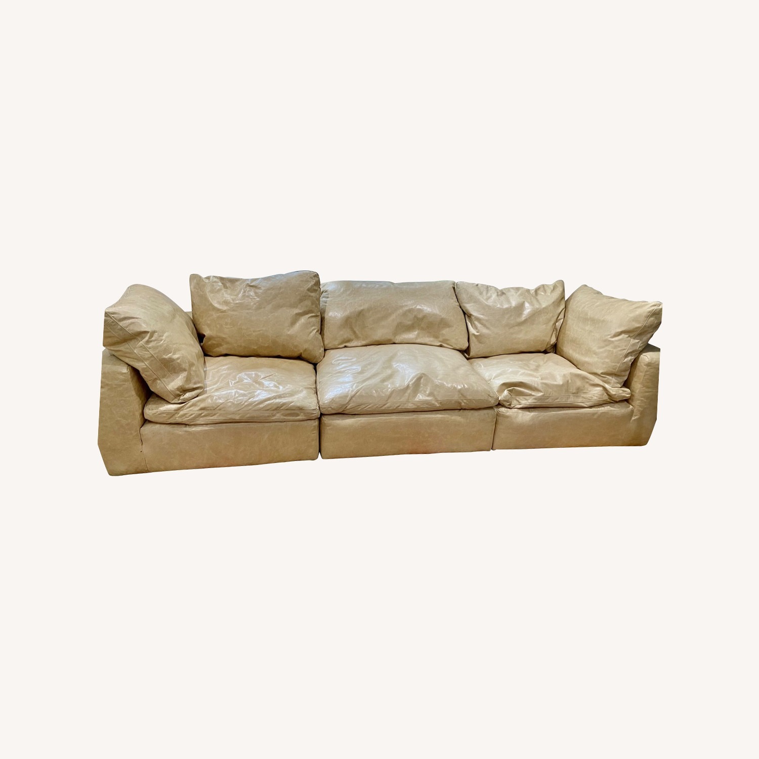 Restoration Hardware Cloud Butter Yel Distressed Leather Sectional - image-6