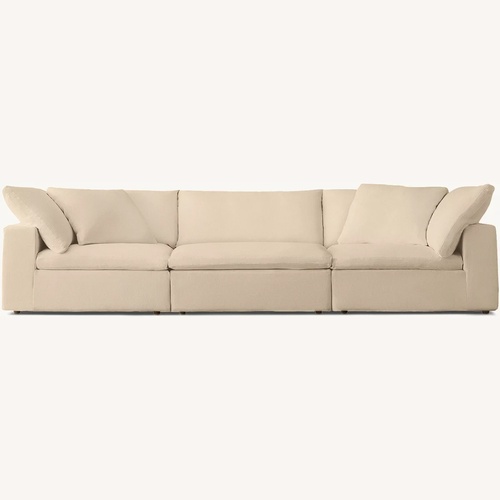 Used Restoration Hardware Cloud Butter Yel Distressed Leather Sectional for sale on AptDeco