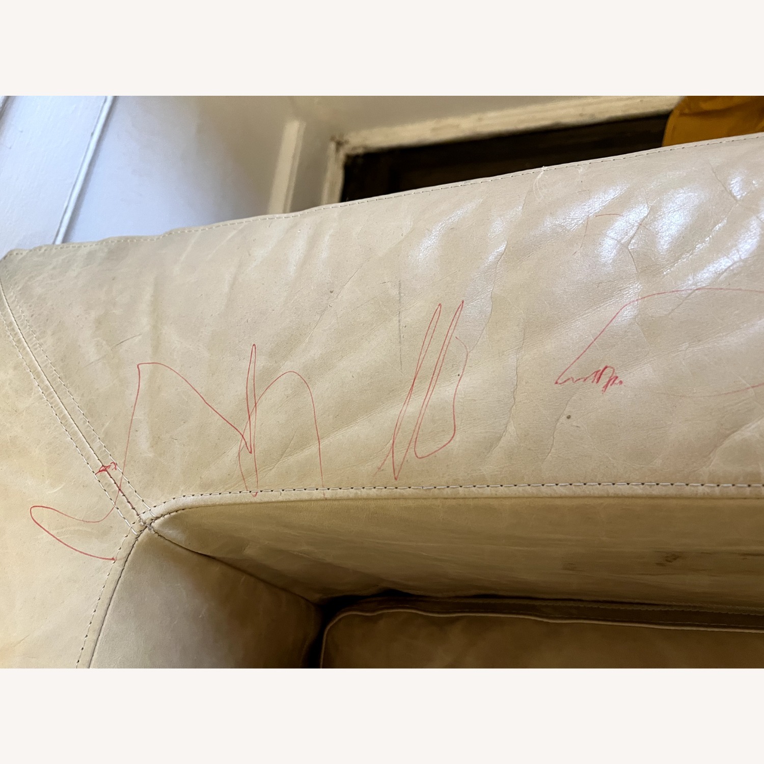 Restoration Hardware Cloud Butter Yel Distressed Leather Sectional - image-8