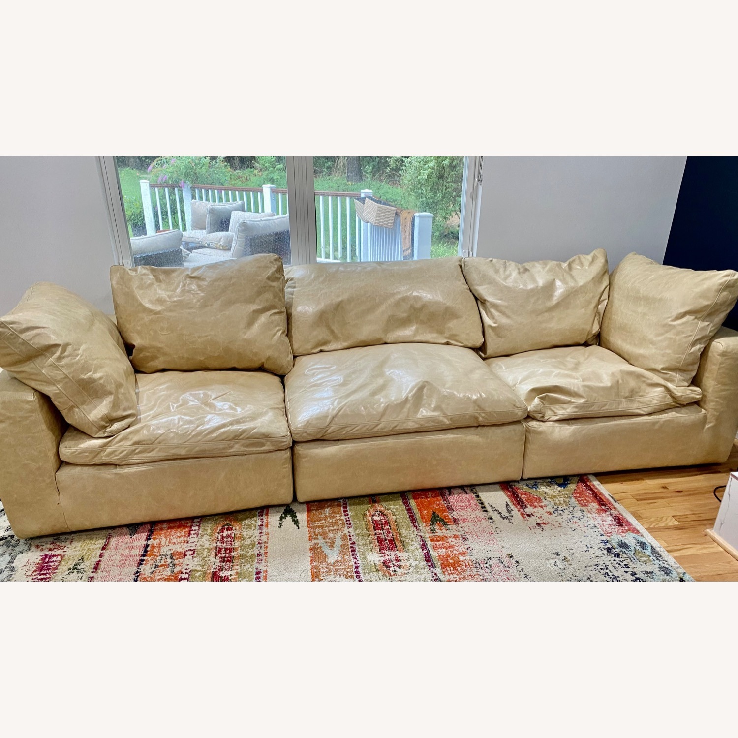 Restoration Hardware Cloud Butter Yel Distressed Leather Sectional - image-1