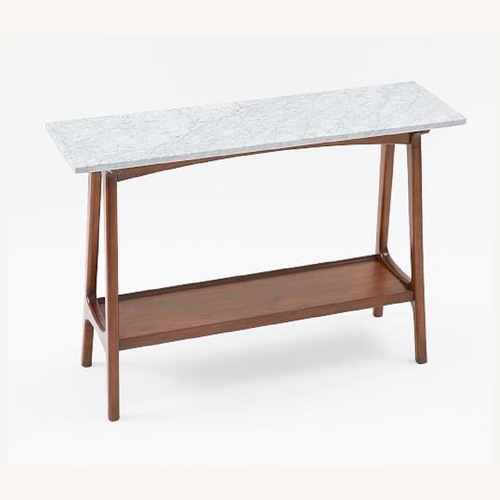 Used West Elm Mid Century Marble Top Console Table for sale on AptDeco