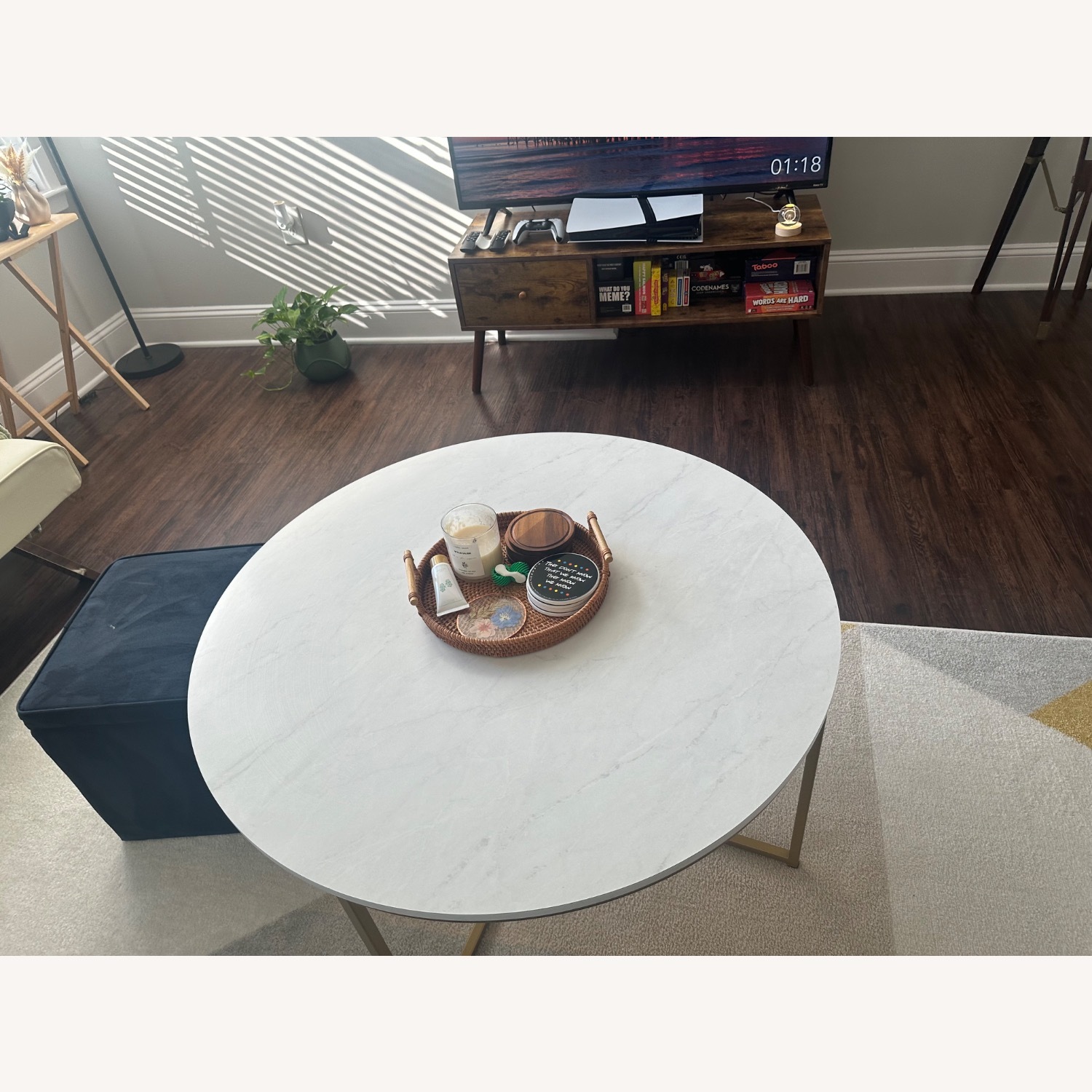 Wayfair Coffee Table With Gold X-Base - image-2