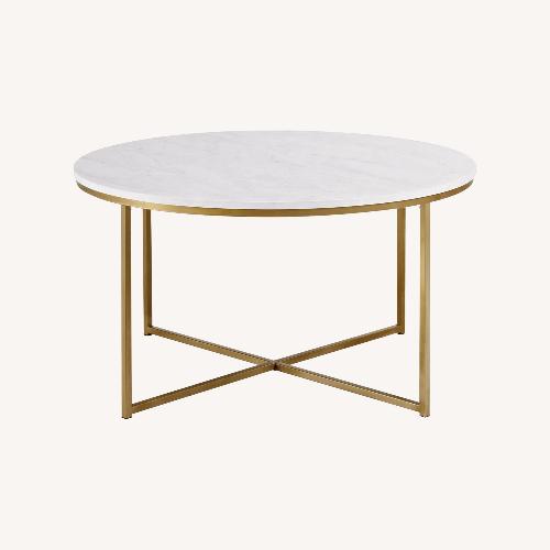 Used Wayfair Coffee Table With Gold X-Base for sale on AptDeco