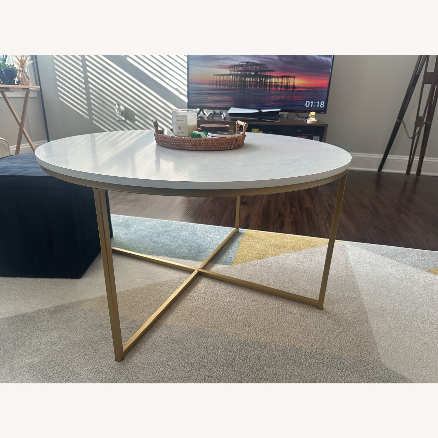 Wayfair Coffee Table With Gold X-Base - image-3