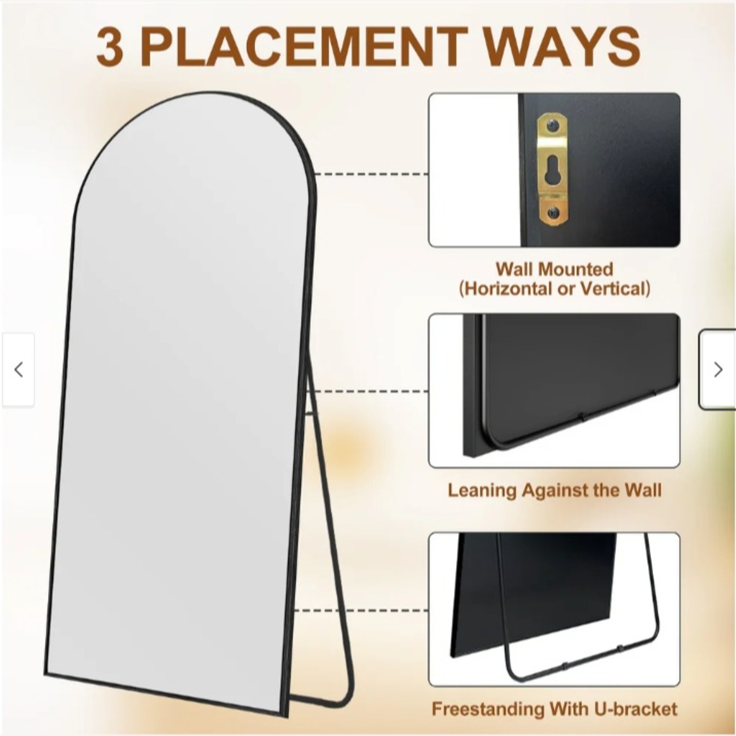 Amazon Arched Full Length Standing Mirror - image-2