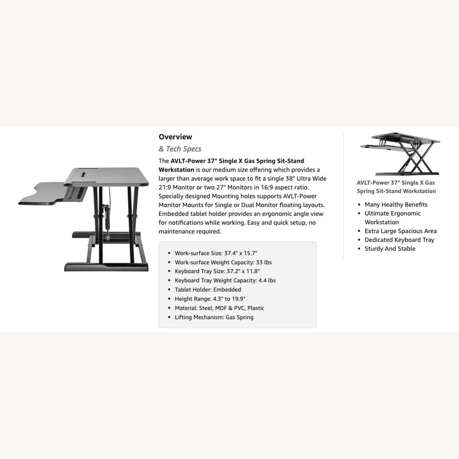 AVLT 37" Classic Standing Desk Converter - image-3