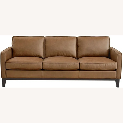 Used Raymour & Flanigan Roscoe Dark Brown Leather Sofa for sale on AptDeco