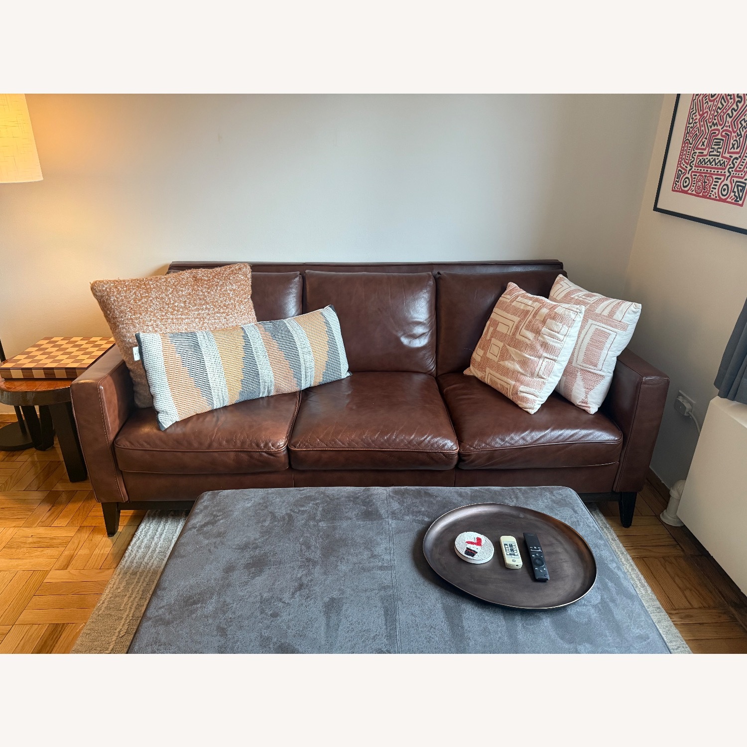 Raymour & Flanigan Roscoe Dark Brown Leather Sofa  - image-1