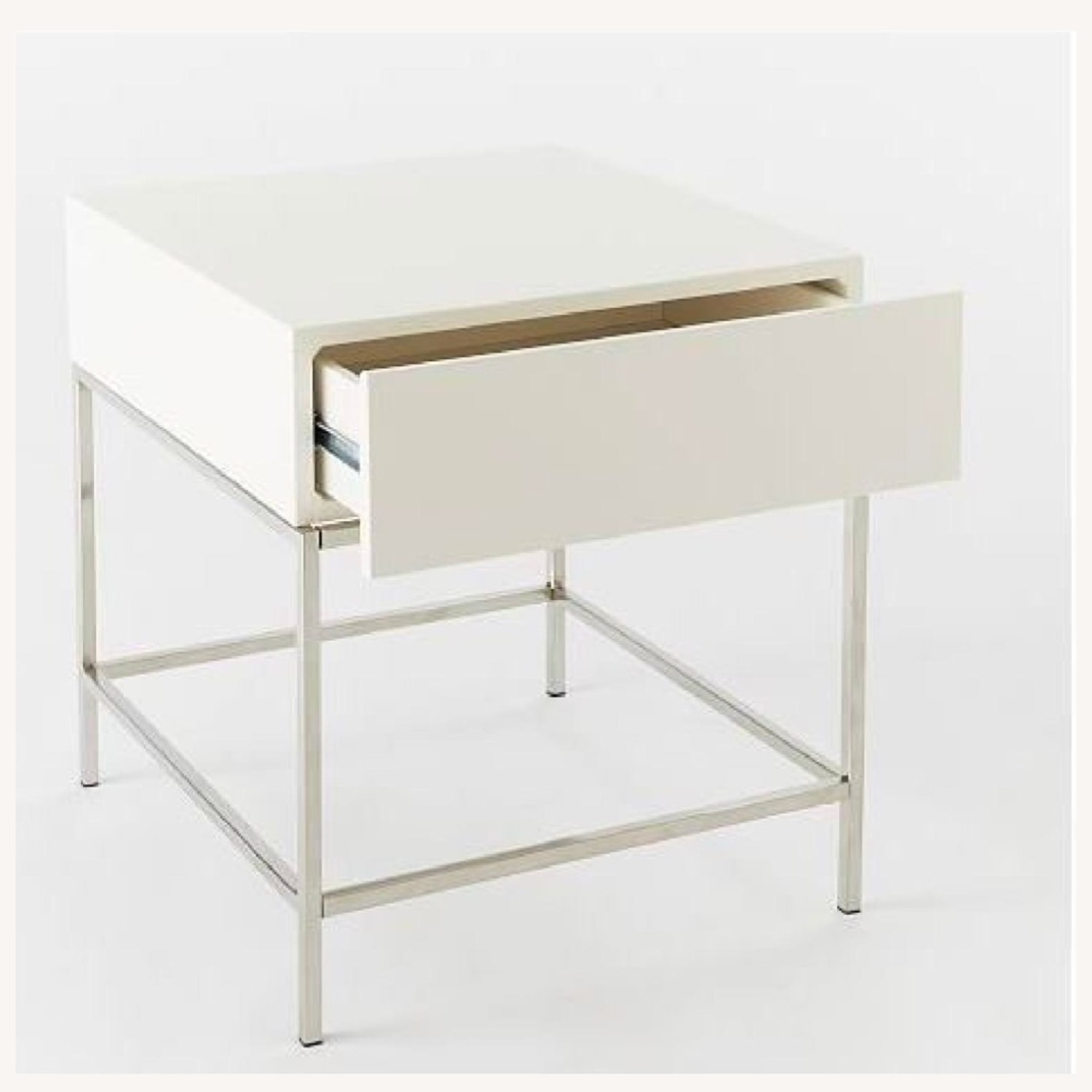 West Elm White Lacquer Nightstand - image-4