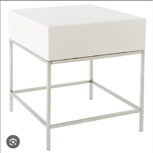 Used West Elm White Lacquer Nightstand for sale on AptDeco