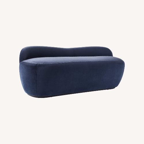 Used CB2 Orleans Navy Velvet Loveseat for sale on AptDeco