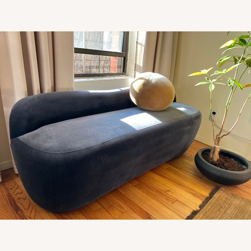 Used CB2 Orleans Navy Velvet Loveseat for sale on AptDeco