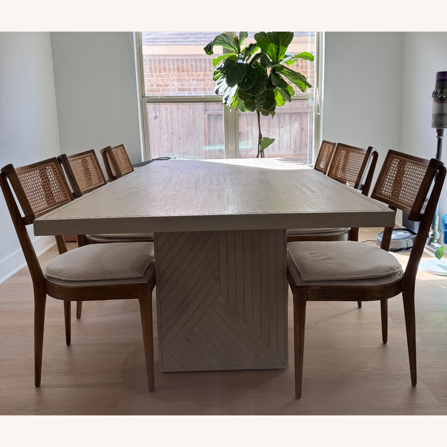 Crate & Barrel Dunewood 92" Whitewashed Dining Table - image-2