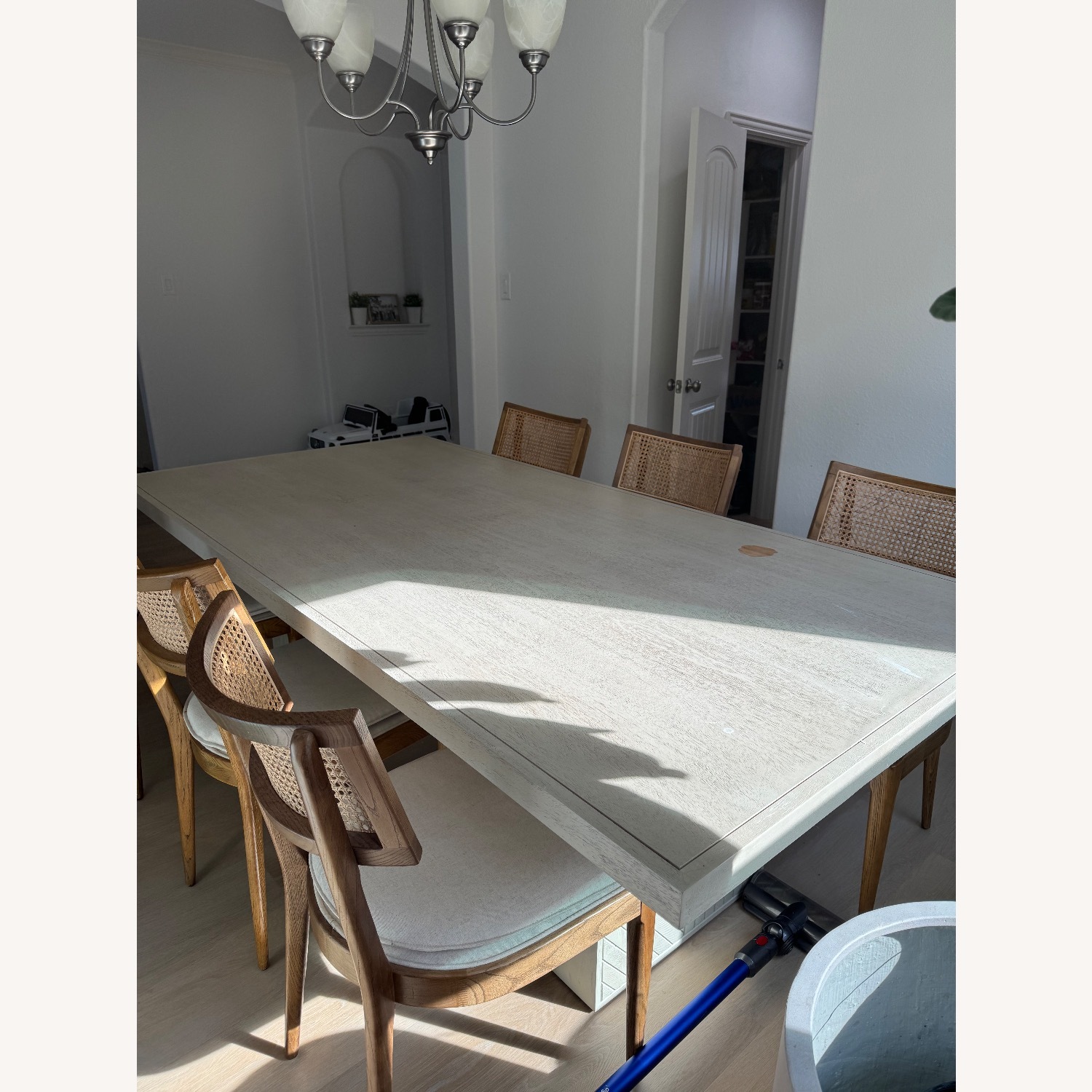 Crate & Barrel Dunewood 92" Whitewashed Dining Table - image-3
