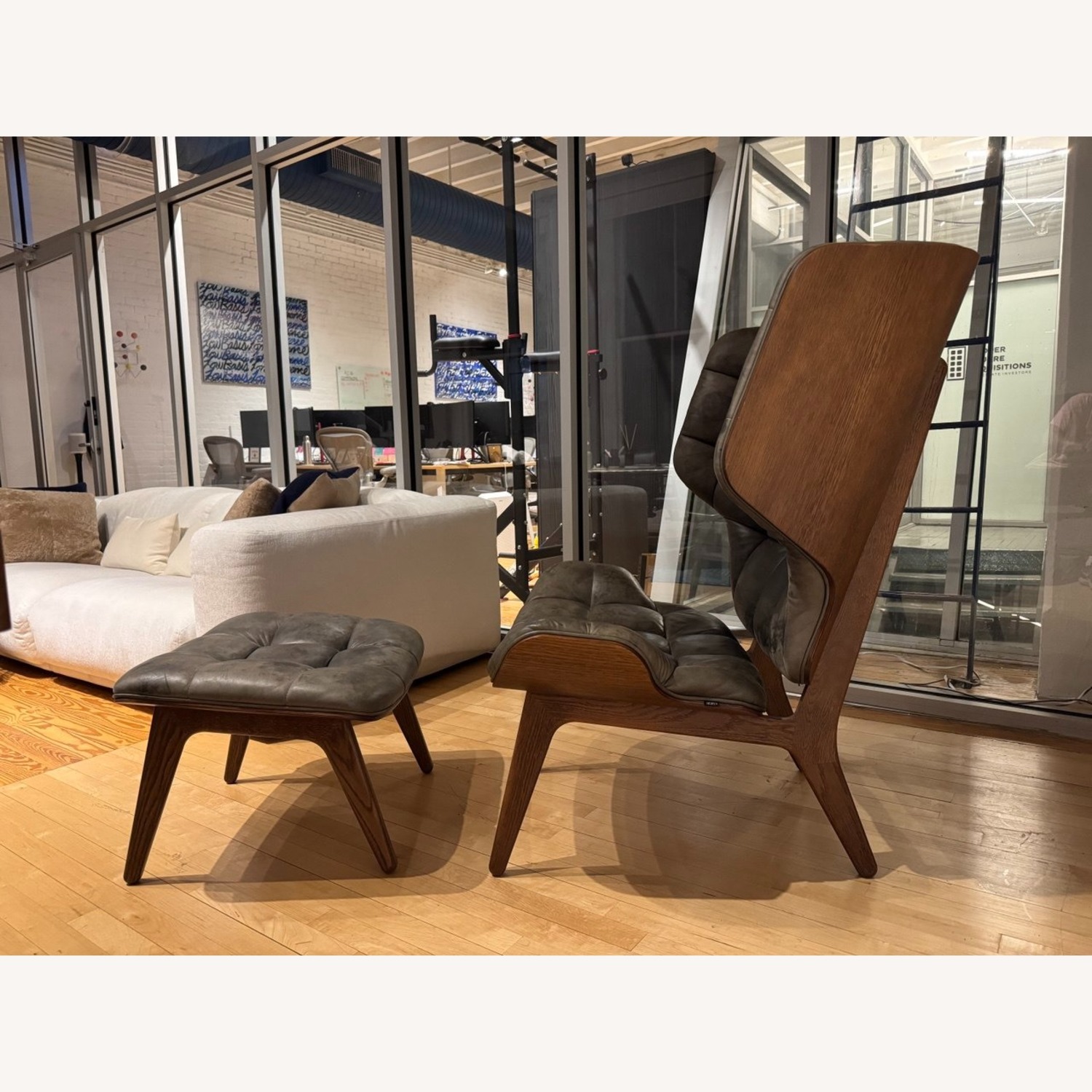 Dark Brown Leather Accent Chairs - image-3