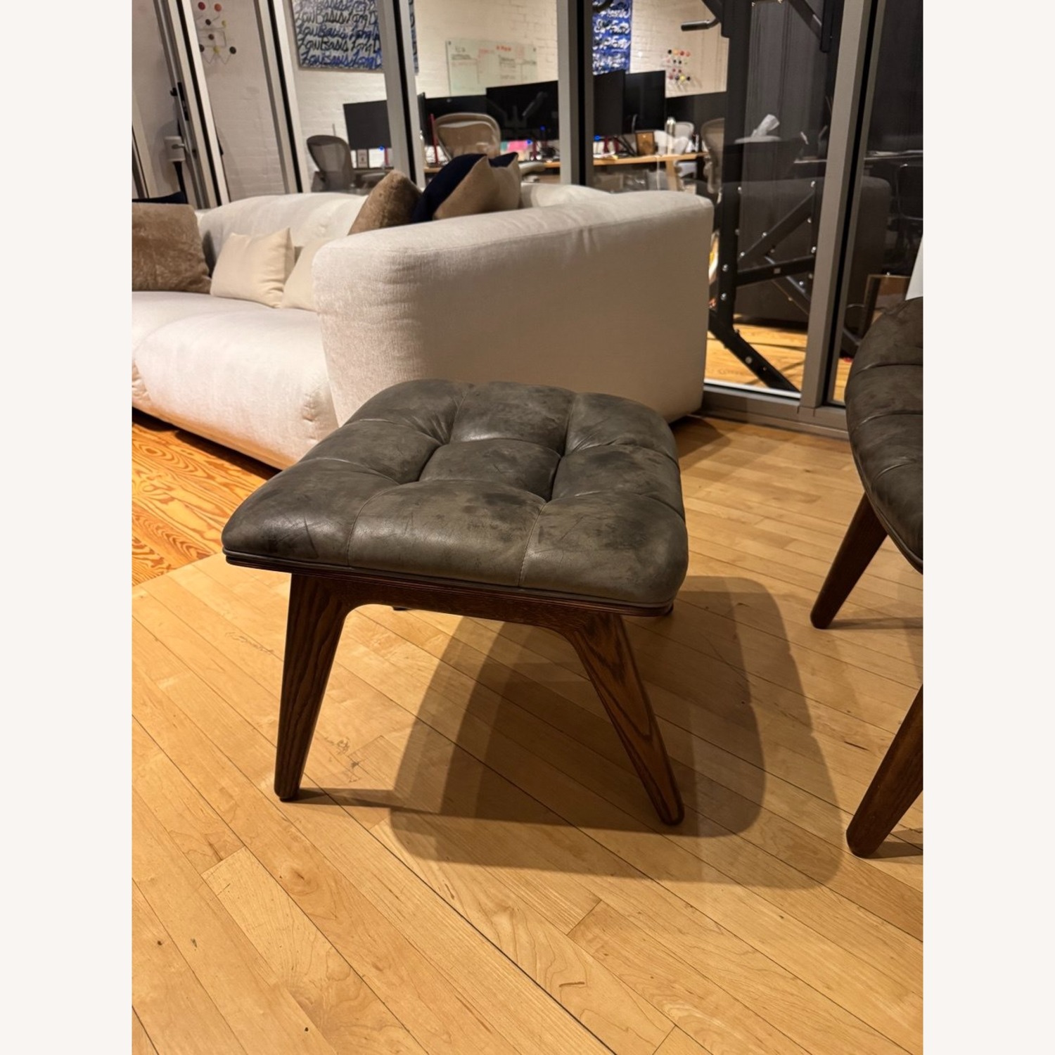 Dark Brown Leather Accent Chairs - image-6