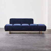 CB2 Lawndale Blue Velvet Chaise Lounge