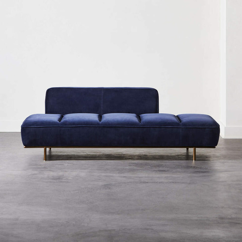 Used CB2 Lawndale Blue Velvet Chaise Lounge for sale on AptDeco