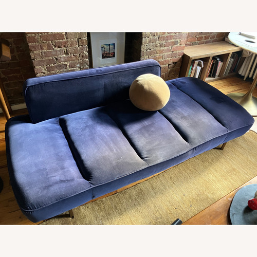 Used CB2 Lawndale Blue Velvet Chaise Lounge for sale on AptDeco