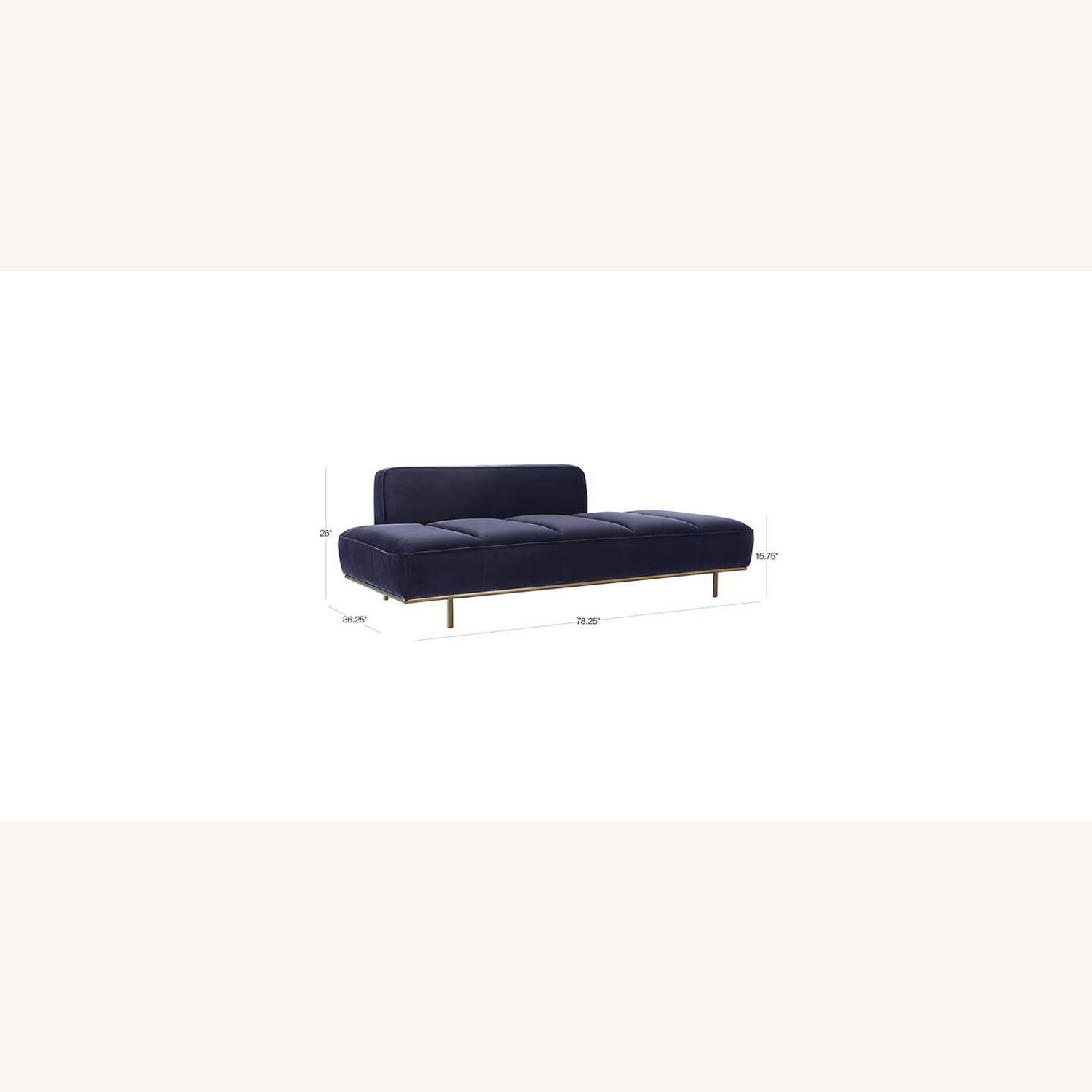 CB2 Lawndale Blue Velvet Chaise Lounge - image-5