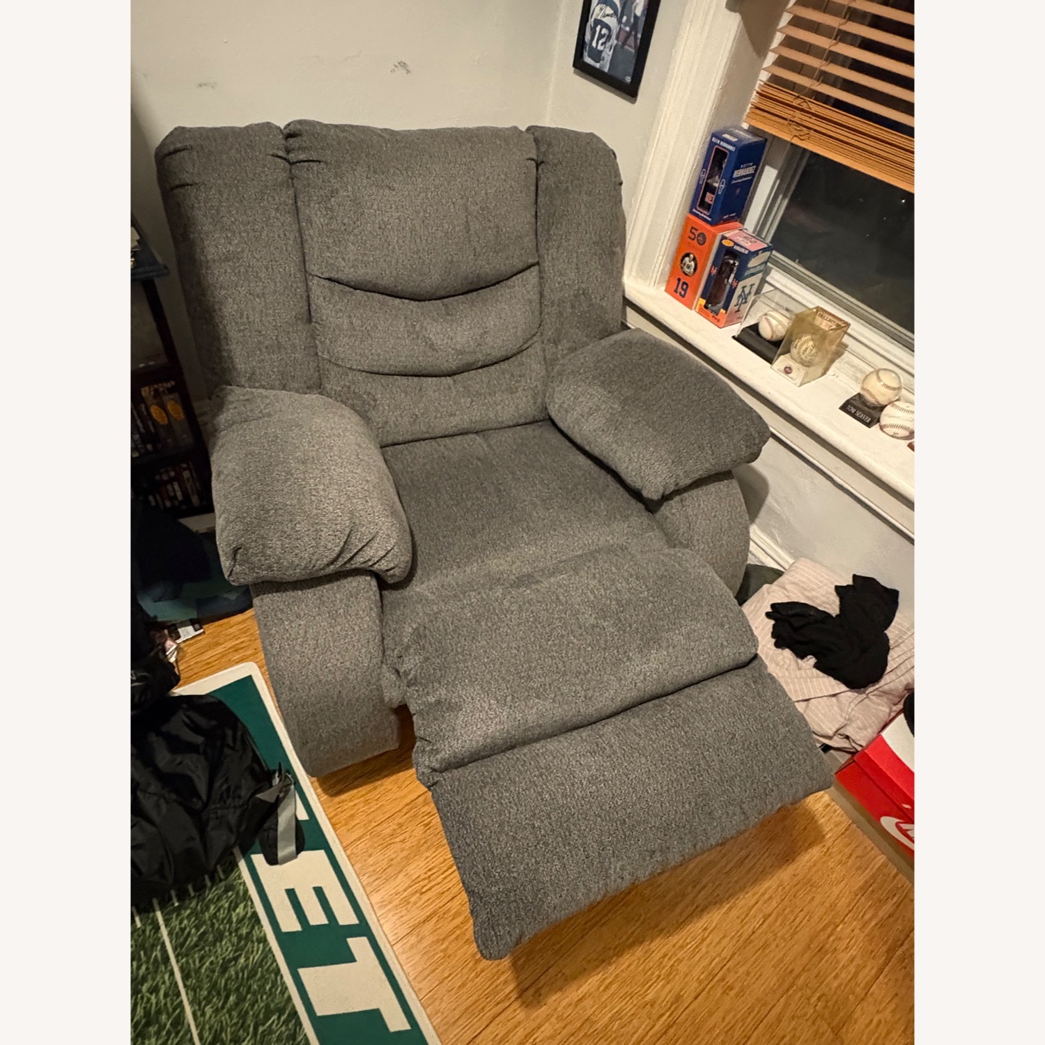 Dark Gray Fabric Recliner - image-2