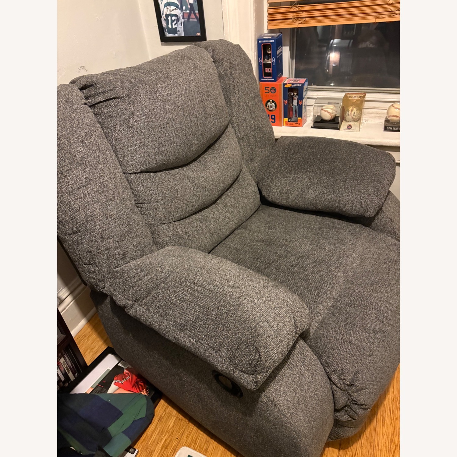 Dark Gray Fabric Recliner - image-1