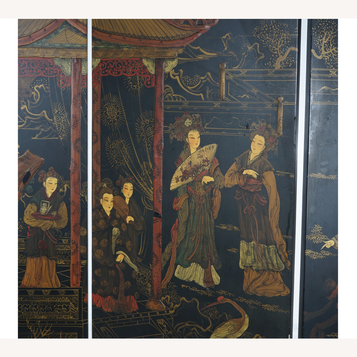 Japanese Chinoiserie Circular Screen c1920 - image-18