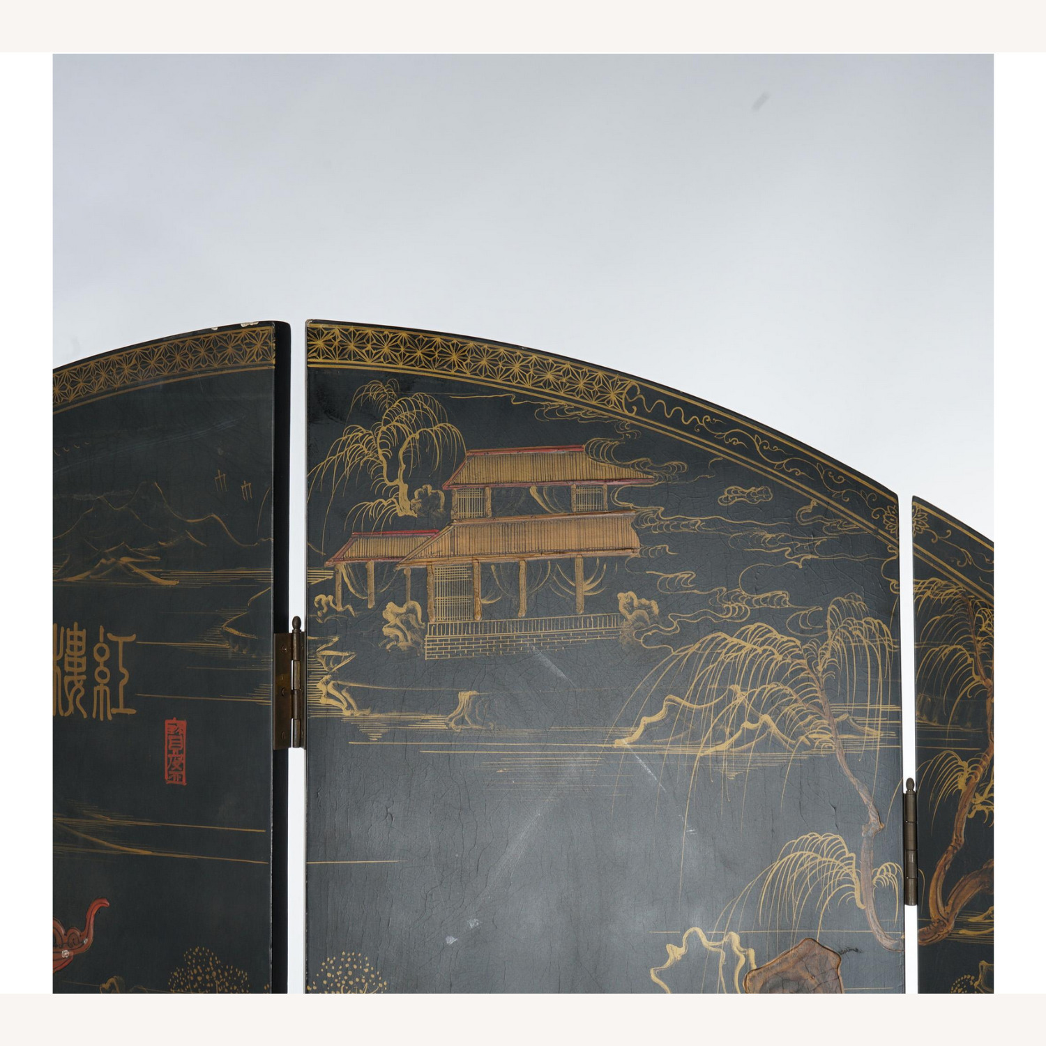 Japanese Chinoiserie Circular Screen c1920 - image-6