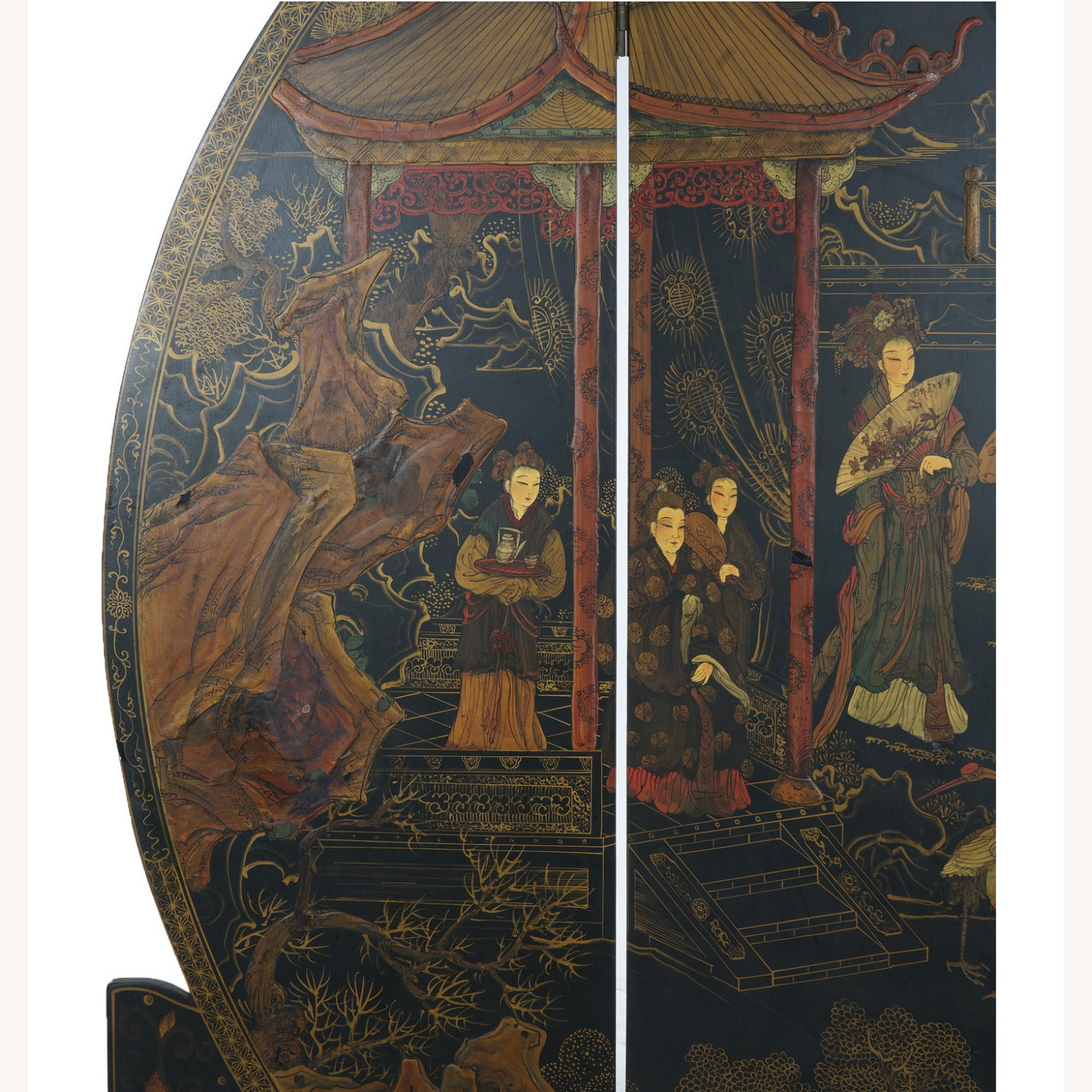 Japanese Chinoiserie Circular Screen c1920 - image-2