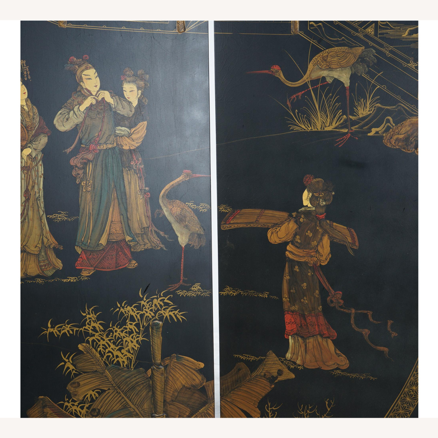 Japanese Chinoiserie Circular Screen c1920 - image-4