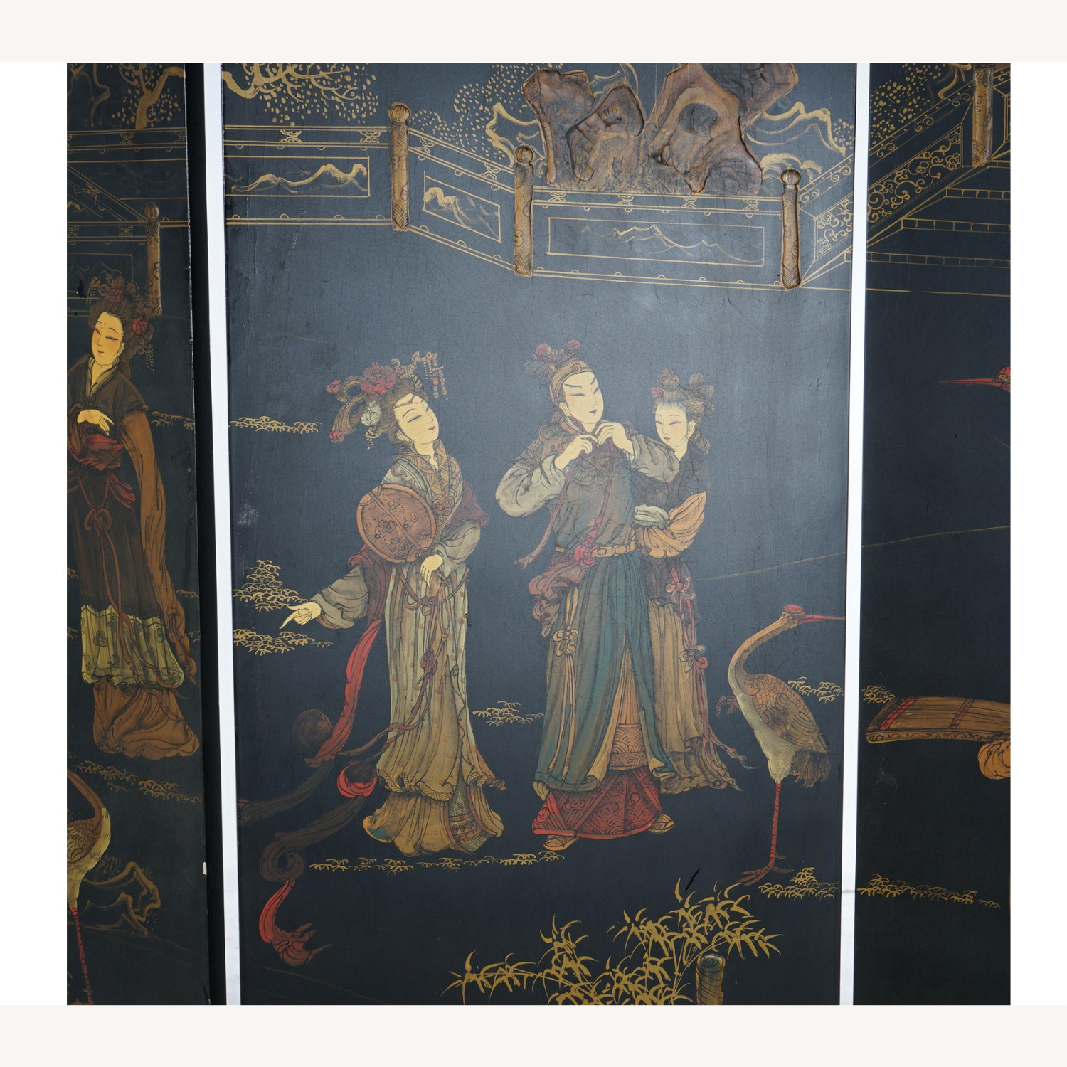 Japanese Chinoiserie Circular Screen c1920 - image-3