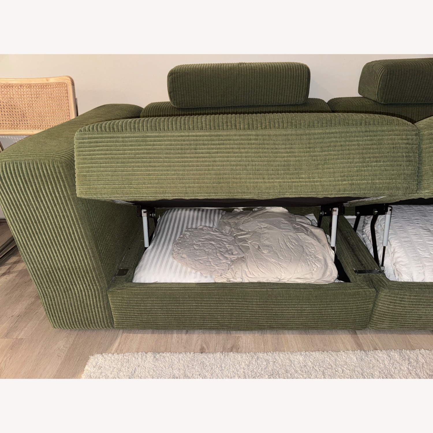 IKEA JÄTTEBO Sectional 3-Seat Green wt Storage - image-7
