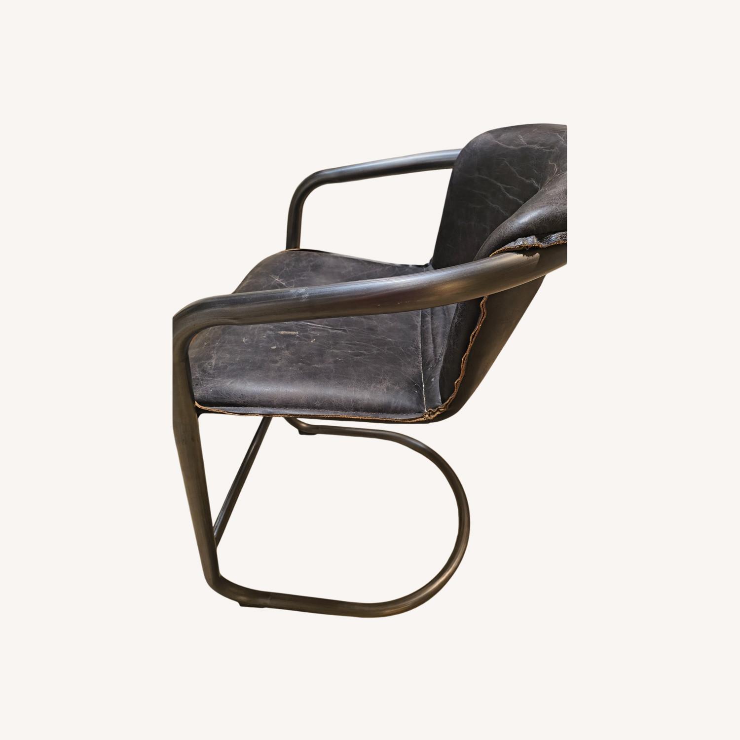 Dark Brown Leather Stool - image-0