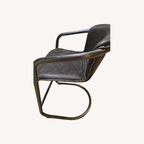 Used Dark Brown Leather Stool for sale on AptDeco