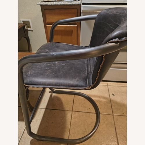 Used Dark Brown Leather Stool for sale on AptDeco