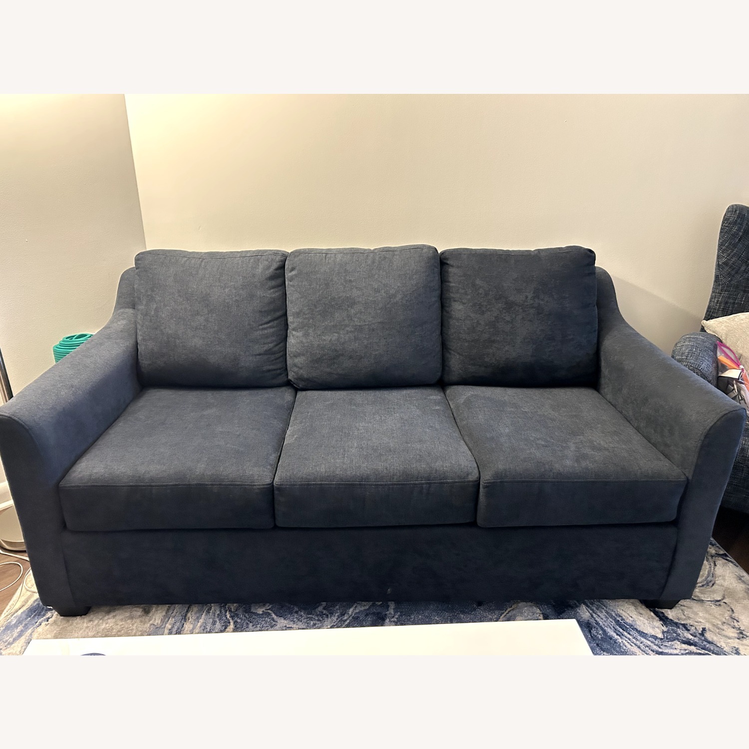 Living Spaces Blue Fabric Sleeper Sofa - image-1