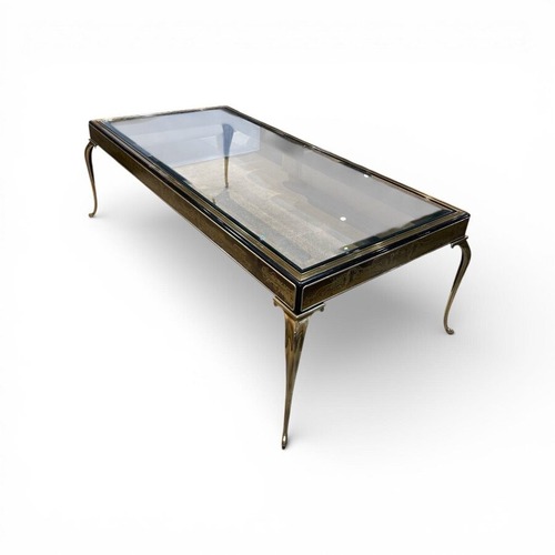 Used Custom Antique Brass & Glass Coffee Table for sale on AptDeco