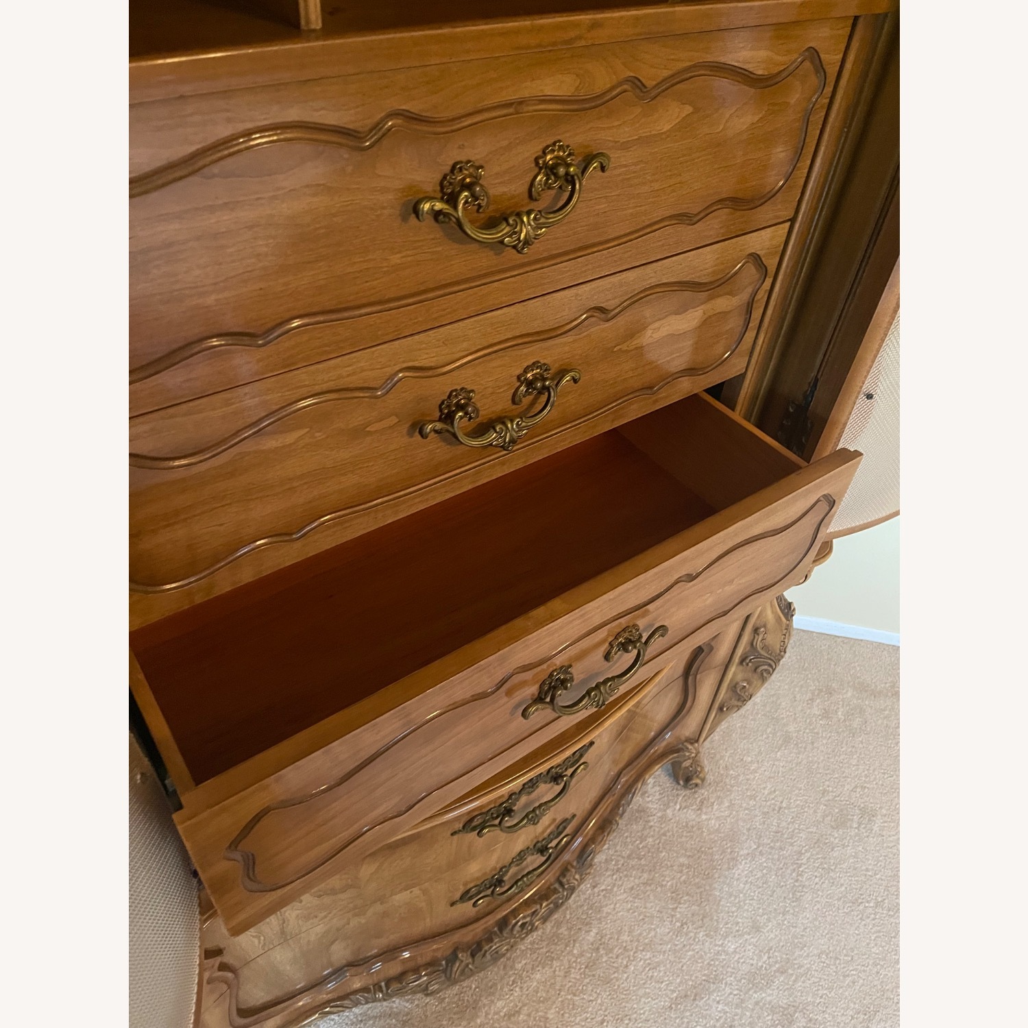 Vintage/Antique French Provincial Wood Armoire - image-8