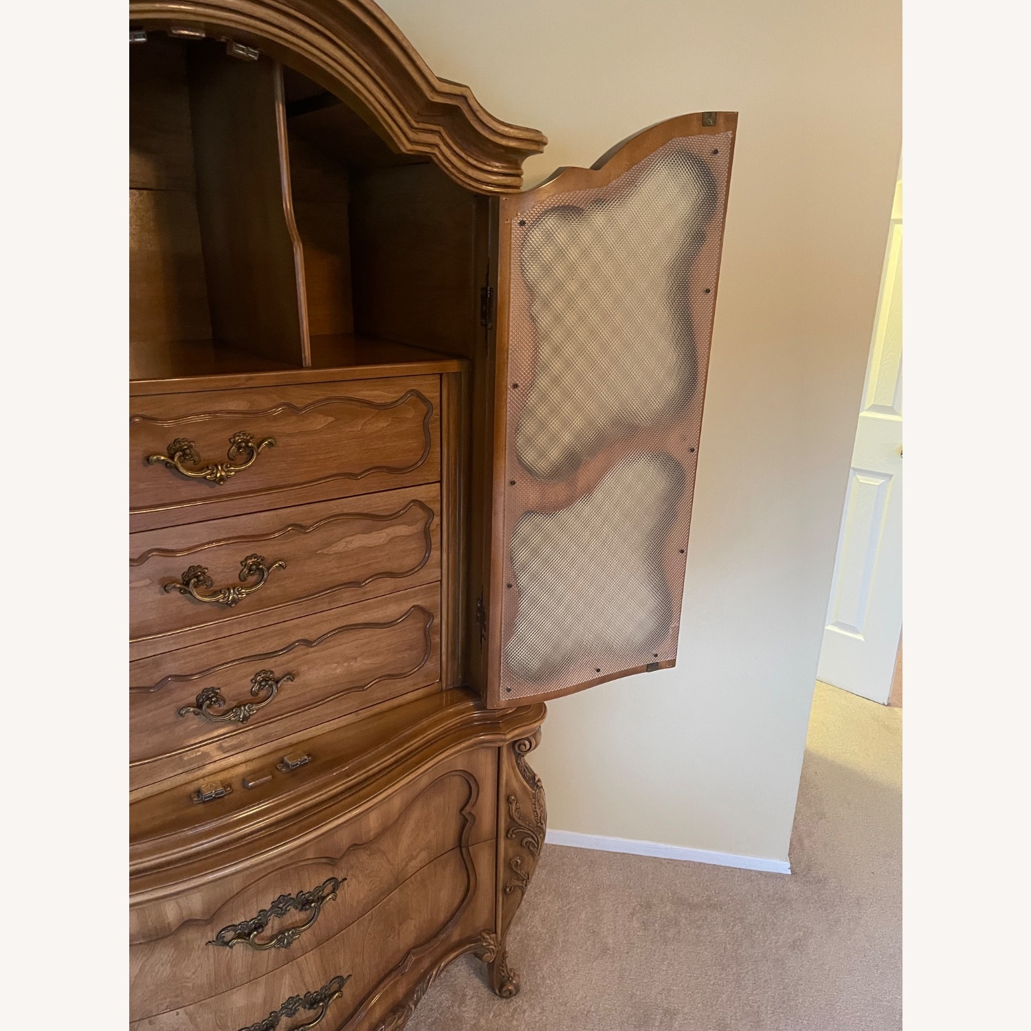 Vintage/Antique French Provincial Wood Armoire - image-4