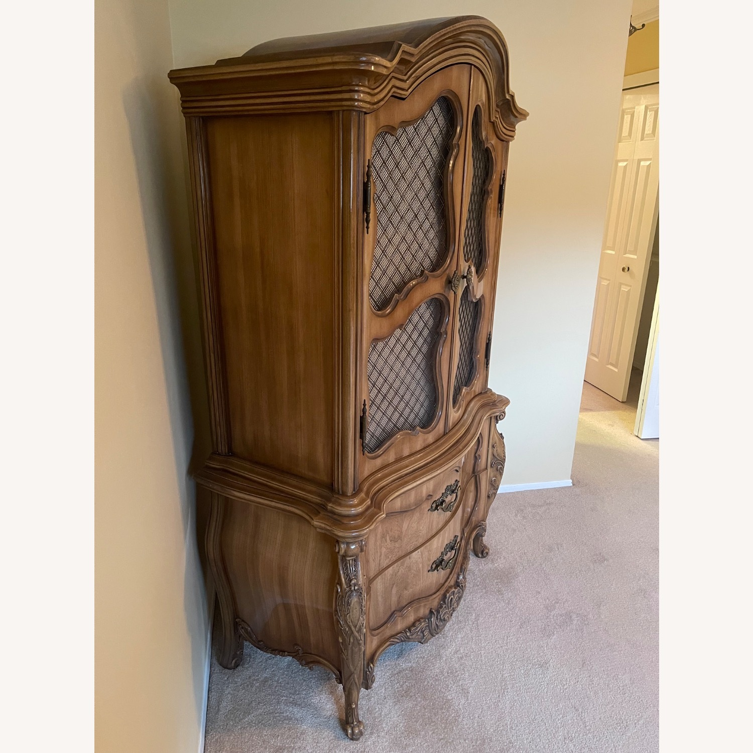 Vintage/Antique French Provincial Wood Armoire - image-11