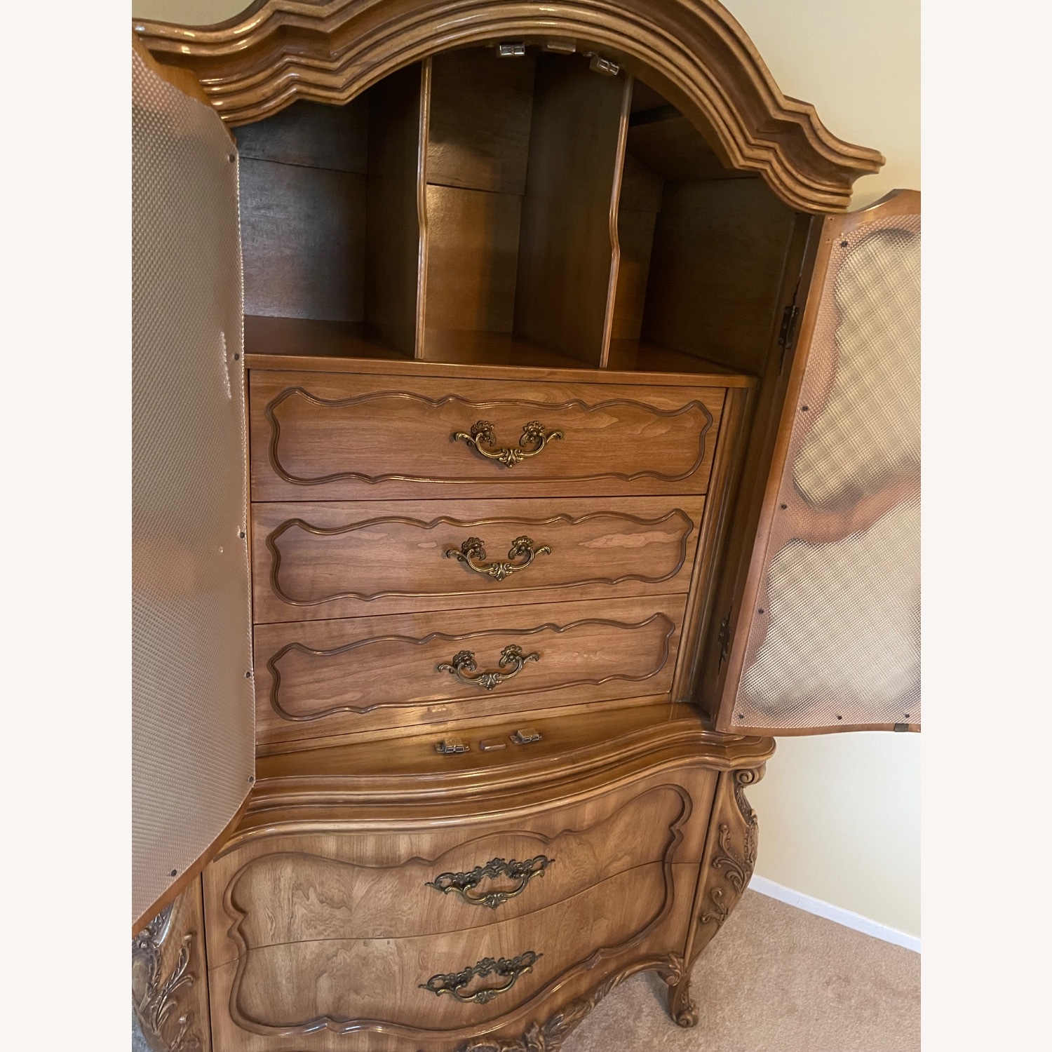 Vintage/Antique French Provincial Wood Armoire - image-3