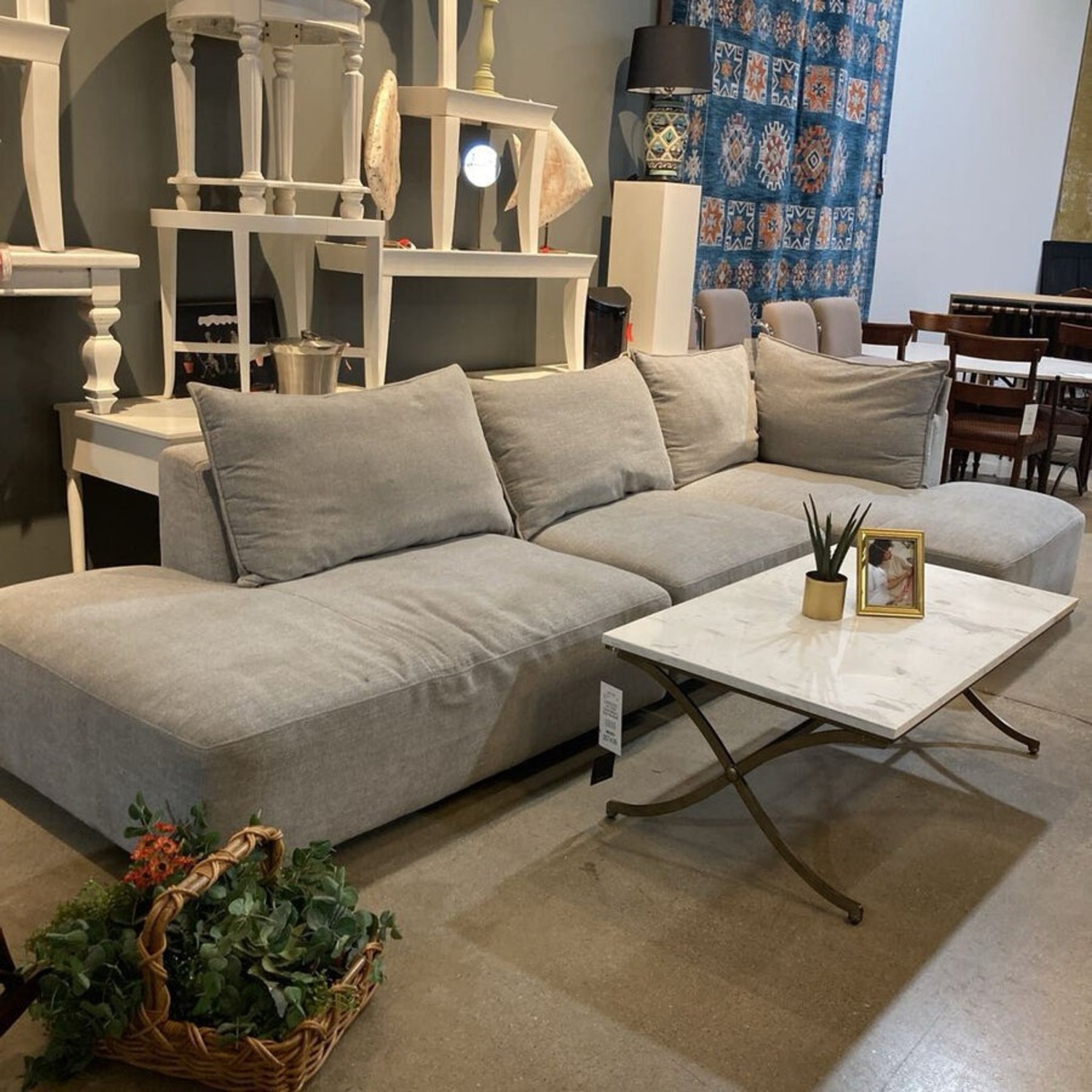 Jason Furniture L-Shape Fabric Sectional Gray - image-1