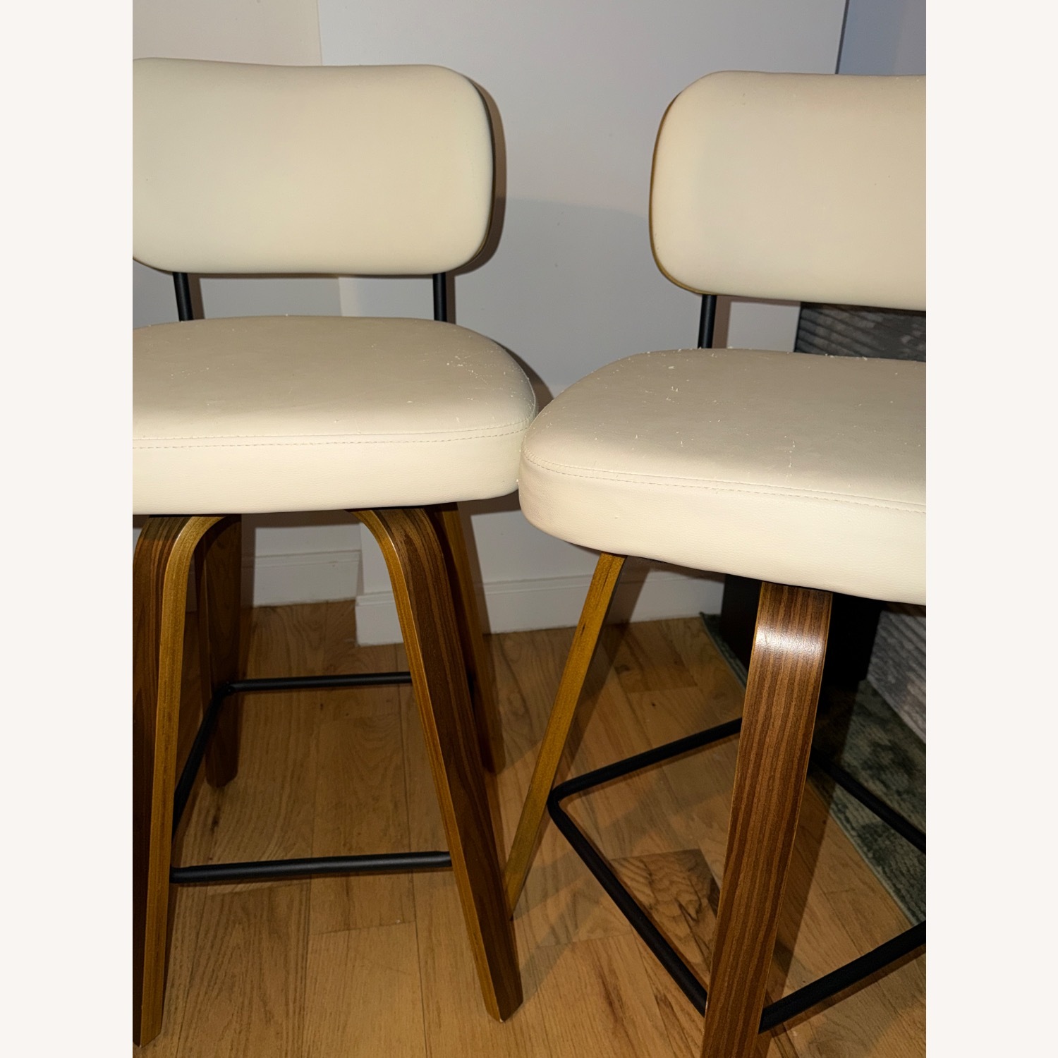 Wayfair Corrigan Studios White Leather Stools - image-3