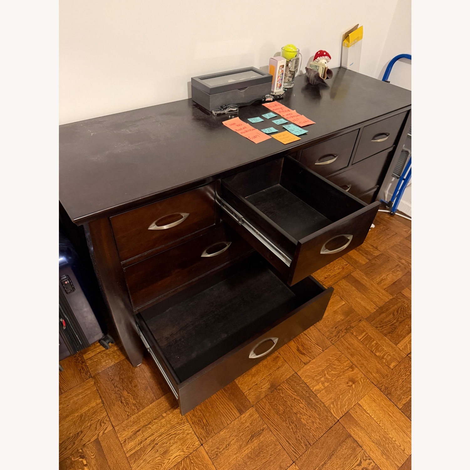Dark Brown Wood Dresser - image-2