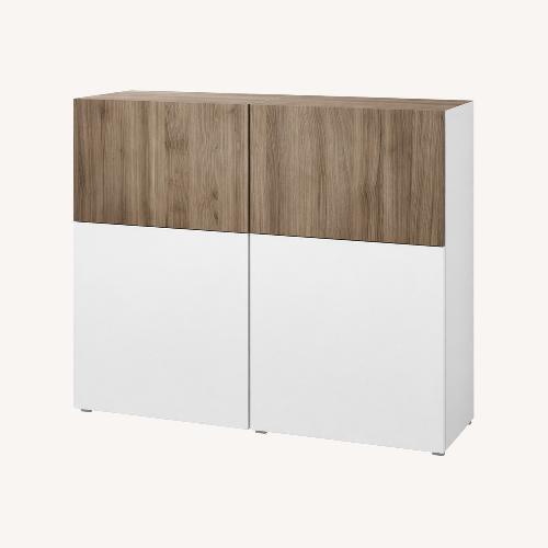 Used IKEA Custom Storage Cabinet – White & Natural Wood for sale on AptDeco