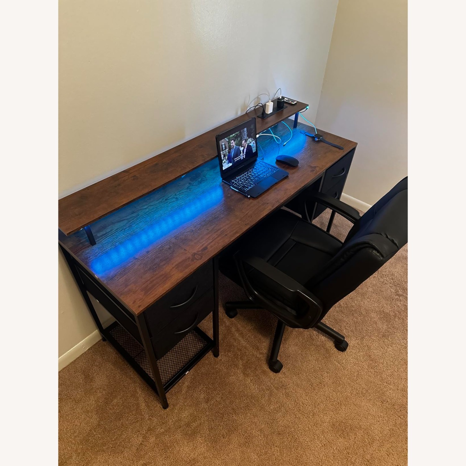 Modern Office/Gaming Desk with Drawers - image-1