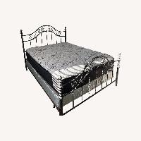 Classic Gray Metal Queen Bed Frame