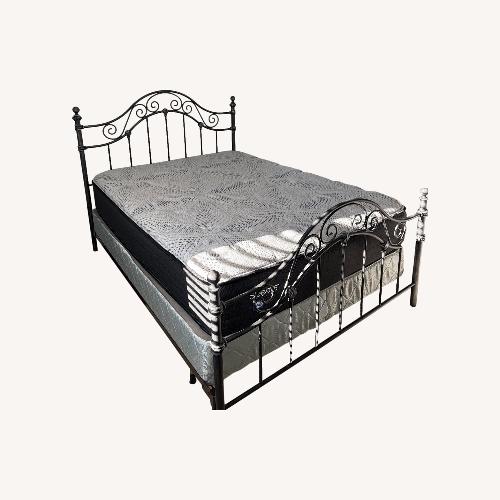 Used Classic Gray Metal Queen Bed Frame for sale on AptDeco