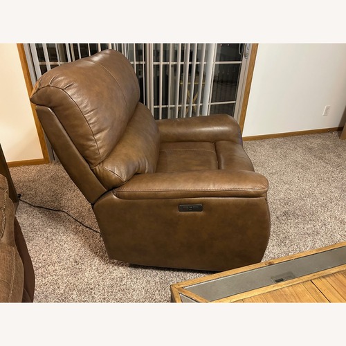 Used Light Brown Leather Armchair for sale on AptDeco